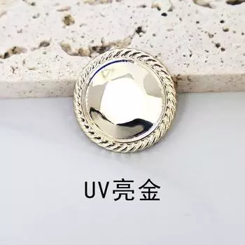 Имитация металлической пуговицы Пластиковая гальванизированная пуговица Кардиган Вязаный свитер Пальто с круглыми пуговицами Тренчкот Свитер с пуговицами shield type UV bright gold 28L = 18MM