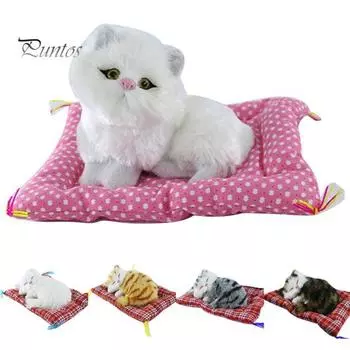 Имитация милого кота, звука, плюшевой куклы, игрушки со спальным ковриком, домашний декор 8