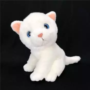 Имитация Милый Кот Плюшевая Игрушка Домашнее Животное Кукла Милый Питомец Котенок Кукла Детский Подарок Прямые Волосы 20Cm белый