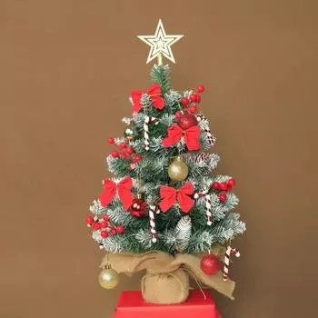 Имитация мини-рождественской елки 45 см Маленькая искусственная рождественская елка с подвесками гирляндами настольное праздничное украшение для домашней вечеринки зелёный