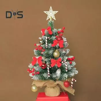 Имитация мини-рождественской елки 45 см Маленькая искусственная рождественская елка с подвесками гирляндами настольное праздничное украшение для домашней вечеринки зелёный