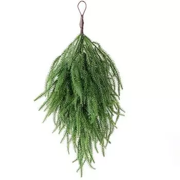 Имитация Мягкая Резина Сосновая Игла Ротанг, Рождественские Комнатные Зеленые Растения, Домашний Камин, Настенный Декоративный Венок 55 55x25cm 240g