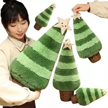 Имитация мультяшной двухцветной рождественской елки, плюшевая игрушка, мягкие растения, милая рождественская сосна, подушка, куклы, декор для рождественской вечеринки about 30cm