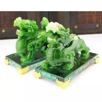 Имитация нефрита Декоративный орнамент Pixiu Статуя из смолы Современная художественная скульптура для дома, гостиной, офиса, фен-шуй Статуя