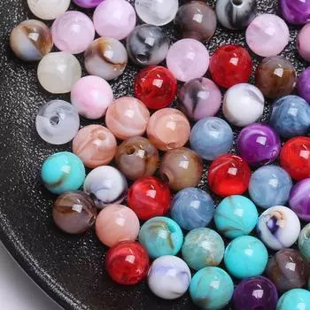 Имитация нефритового камня, свободные бусины, модный браслет, ожерелье, аксессуары, 8 мм, изготовление ювелирных изделий, аксессуары для бисера из смолы, эффект облаков, круглый ручной работы Style1 8mm 30Pcs