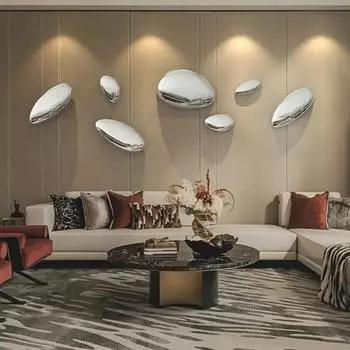 Имитация нержавеющей стали, зеркало с каплями воды, настенное украшение для ресторана, подвесное мягкое украшение из гальки