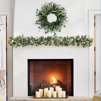 Имитация оливкового венка для украшения дома, настенное украшение на входную дверь One Size зелёный