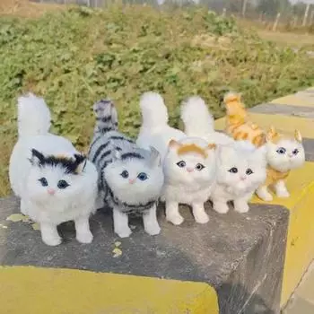 Имитация плюшевого кота, украшение в виде пушистого котенка, игрушка из искусственного меха, кукла-кошка, настольное украшение для дома, комнаты, офиса, декор для детей, подарок