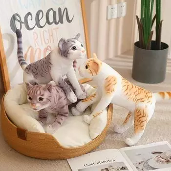 Имитация плюшевой игрушки для домашних животных, кукла-желтый котенок, дарящая девочкам праздничные подарки