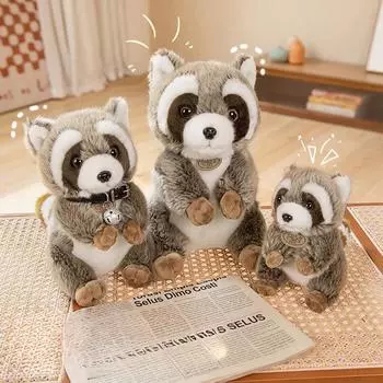 Имитация плюшевой игрушки милый енот стоячая поза кукла зоопарк сафари подарочная кукла кукла 23cm 0.17kg