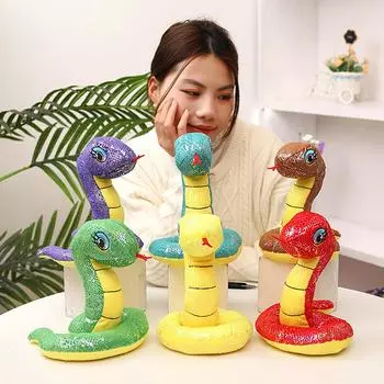 Имитация плюшевой игрушки в виде змеи с пайетками, мягкие игрушки, плюшевые игрушки, кукла, забавная пародия, шутка, мягкие игрушки, домашний декор A4