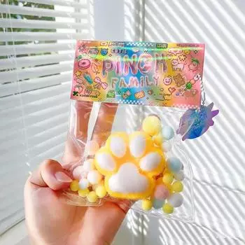 Имитация плюшевой кошачьей лапки, игрушка для щипков, мини кавайная плюшевая кошачья лапка, силиконовая кошачья лапка, милая розовая кошачья лапка, игрушка для снятия напряжения жёлтый