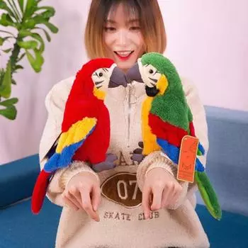 Имитация плюшевой куклы, плюшевая игрушка попугай, плюшевая кукла, дикие животные, мягкие игрушки белый