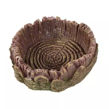 Имитация пня дерева Поднос для питьевой воды для питомцев из смолы Миска для корма для рептилий Ящерица M коричневый
