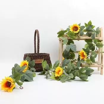 Имитация подсолнуха, настенная лоза, зеленое растение, украшение для дома, лист эвкалипта, имитация эвкалиптовой лозы reticulated vine