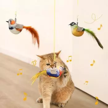 Имитация птицы, интерактивная забавная игрушка-палка для кошек, пушистое перо, присоска для птиц, игрушка-палка для кошек, котенок, играющий аксессуары для домашних животных зелёный