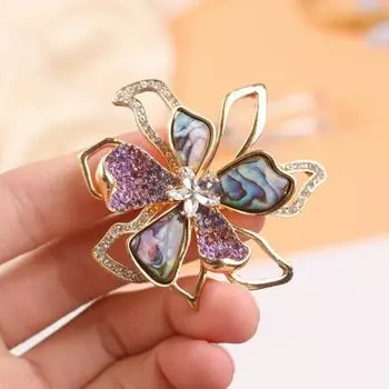 Имитация ракушки-ушка, брошь-бант со стразами, брошь для свитера, элегантные модные аксессуары