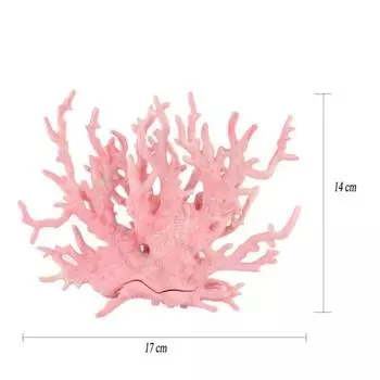 Имитация Растения Ветка Декор для Пейзажа Аквариума Искусственный Коралл Декор Аквариум Имитация Коралловой Ветки Украшение Подводный Мир 14CM by 17CM светло-розовый