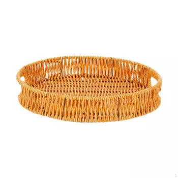 Имитация ротанга Корзина для хлеба Сервировочная ваза для фруктов Поднос для столешниц 25x25x4cm