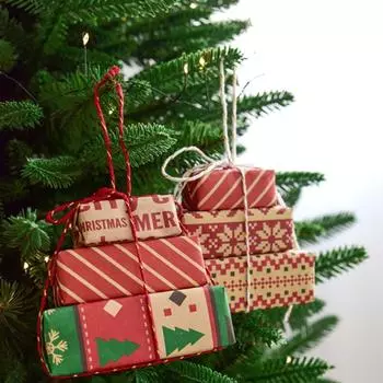 Имитация рождественской елки Подарочный пакет Подвеска с веревкой Красочный рождественский подарок Подвесное украшение Мини рождественские украшения
