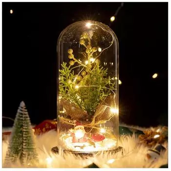 Имитация рождественской елки, светодиодная подсветка, вечный цветок, стеклянная крышка, подарочная коробка, рождественский подарок на День святого Валентина, украшение