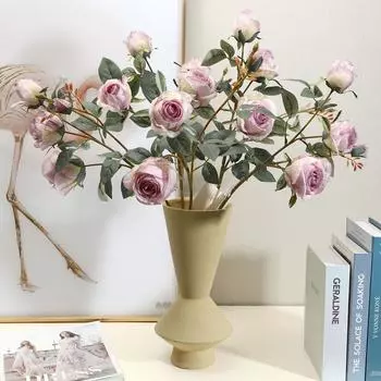 Имитация розы Цветок Свадебный Дом Гостиная Украшение Стол с Радужными Розами Искусственные Цветы оранжевый