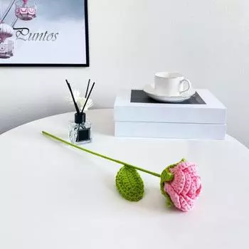 Имитация розы, связанная крючком, с длинным стеблем, яркий яркий цвет, искусственный цветок, свадебные центральные украшения, свадебные букеты, композиция для душа, украшения на день Святого Валентина розы красного