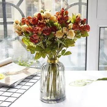 Имитация розы, устойчивая к атмосферным воздействиям, не увядающая, портативная, практичная, украшение для обеденного стола, искусственный цветок на день рождения розовый