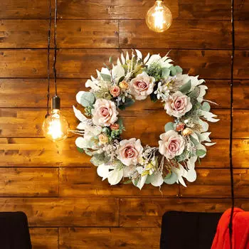 Имитация шампанского розы венок весенняя гирлянда садовая дверь цветок для