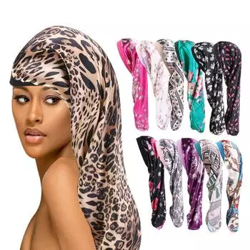 Имитация шелка с длинными волосами, ночная шапочка для душа, высокая эластичность, длинная бочонка