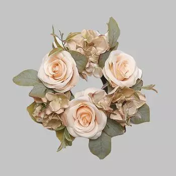 Имитация шелковых цветов Декоративные аксессуары Свеча Кольцо Шар Искусственный венок из роз Украшение для дома