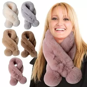 Имитация шерсти кролика выдры, двойной зимний шарф, женский искусственный шарф из шерсти кролика, утолщенный теплый модный плюшевый шарф 75cm темные хаки