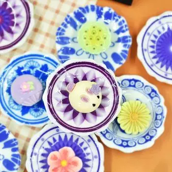 Имитация синей и белой фарфоровой тарелки Небольшие аксессуары Украшения для кукольного домика своими руками Мини-аксессуары