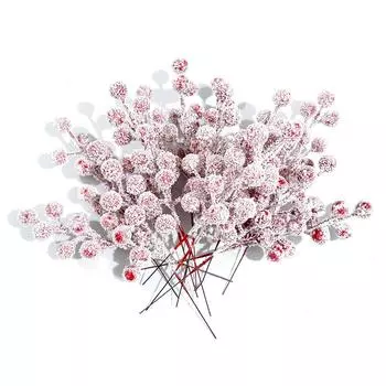 Имитация снежинки красные ягоды 12 новогодних украшений богатые фрукты рождественский падуб фрукты благословение ведро своими руками 12 head Holly fruit