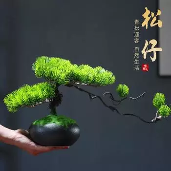 Имитация сосны Yingke, бонсай, небольшие украшения, керамическая гостиная, винный шкаф, комната, комнатное растение в горшке Thuja, украшение для рукоделия