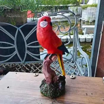 Имитация статуи попугая, стоящей на ветке, красочная фигурка птицы из смолы, скульптура животного, украшение для рабочего стола в помещении и на открытом воздухе в саду, орнамент C