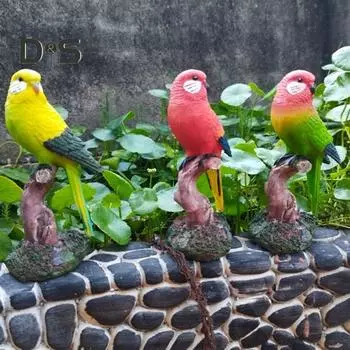 Имитация статуи попугая, стоящей на ветке, красочная фигурка птицы из смолы, скульптура животного, украшение для рабочего стола в помещении и на открытом воздухе в саду, орнамент A