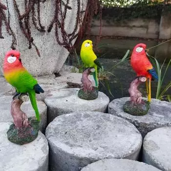 Имитация статуи попугая, стоящей на ветке, красочная фигурка птицы из смолы, скульптура животного для помещений A