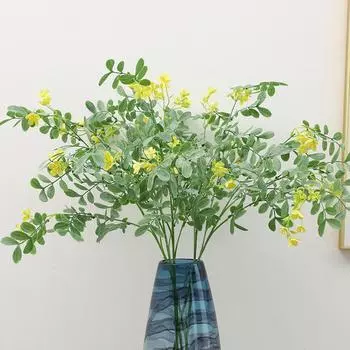 Имитация стены из растений Мягкий клей на ощупь Листья акации Окно отеля Украшения для дома Имитация зеленых растений 88cm светло-зеленый/белый