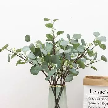 Имитация стены из растений с фруктами Эвкалиптовый лист Домашнее украшение Имитация листа Денежный лист Имитация зеленого растения 46cm