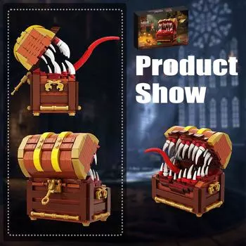 Имитация сундука с сокровищами, сундук с сокровищами, монстр, строительные блоки, игрушки, строительные блоки