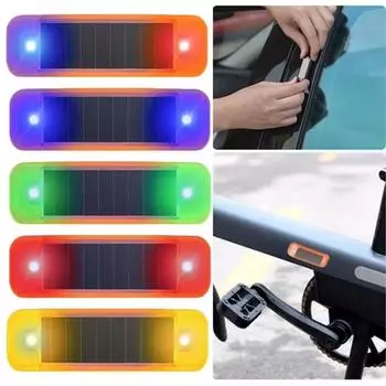 Имитация светодиодной сигнализации, мигающий велосипедный фонарь, работающий на солнечной энергии, автомобильный предупреждающий фонарь для велосипеда Orange-Green Light