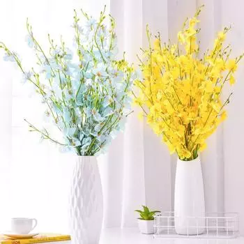 Имитация танцующей орхидеи, букет желтых цветов, свадебное украшение для дома, украшение из растений, длинная ветка, искусственные цветы фаленопсиса Dancing blue one жёлтый