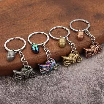 Имитация тяжелого мотоциклетного шлема брелок для ключей с мотором металлический брелок для мотокросса автомобильный брелок подарочный кошелек аксессуар серебряный
