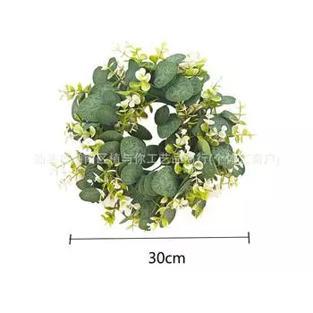 Имитация Венок Украшение Двери Эвкалиптовый Венок Травяное Кольцо Пасторальный Американский Свадебный Подвеска Кольцо на Дверь Бионический