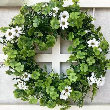 Имитация венка для украшения двери большой клевер Миланский венок Американский St. Подвесной дверной молоток ко Дню Святого Патрика