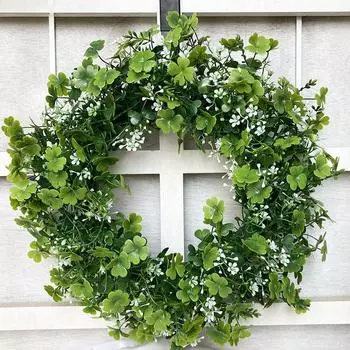 Имитация венка, украшение двери, большой венок из клевера и ромашек, американский венок. Подвесной дверной молоток ко Дню Святого Патрика