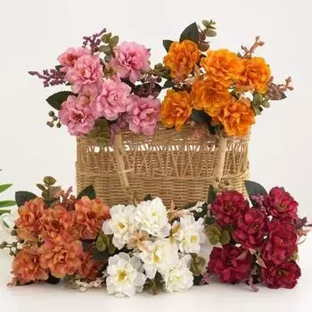 Имитация вишни гибискуса Красивая, полная жизненной силы 5 ветвей Искусственная вишня гибискуса Обильное цветение Имитация вишни гибискуса оранжевый