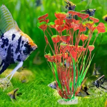 Имитация водных растений, аквариум, резервуар для рептилий, пластиковая модель искусственной травы, орнамент, аквариум, террариум красный