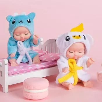 Имитация возрождения куклы, имитация сна, детская кукла, мини-милые куклы, детские игрушки с мультяшными животными для детей, подарок на день рождения синий